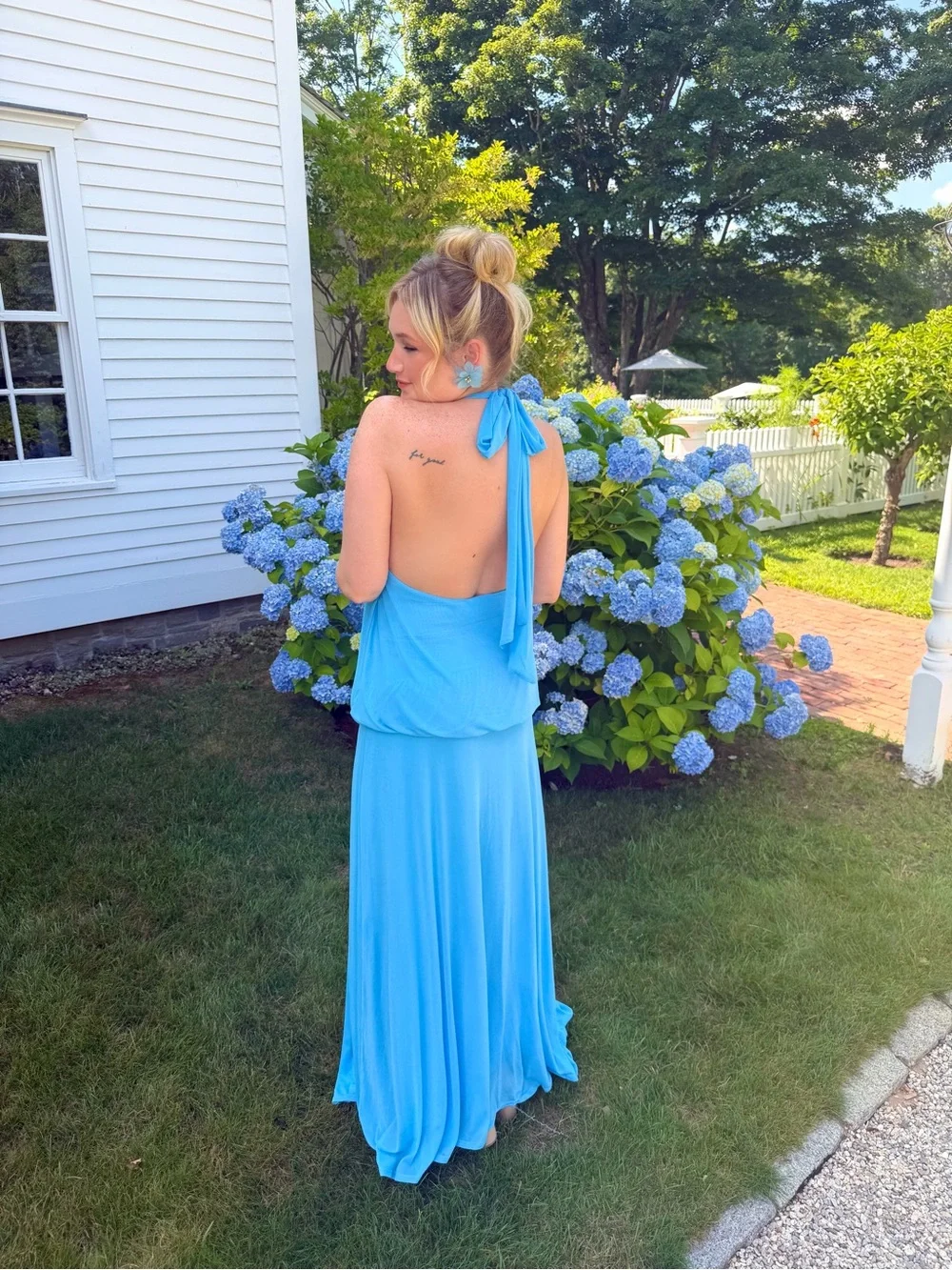 ASOS Design | Mesh Halter Sky Blue Draped Maxi Dress